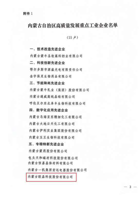 歐晶科技榮獲“2021年度內(nèi)蒙古高質(zhì)量發(fā)展重點(diǎn)工業(yè)企業(yè)”榮譽(yù)證書(圖4)